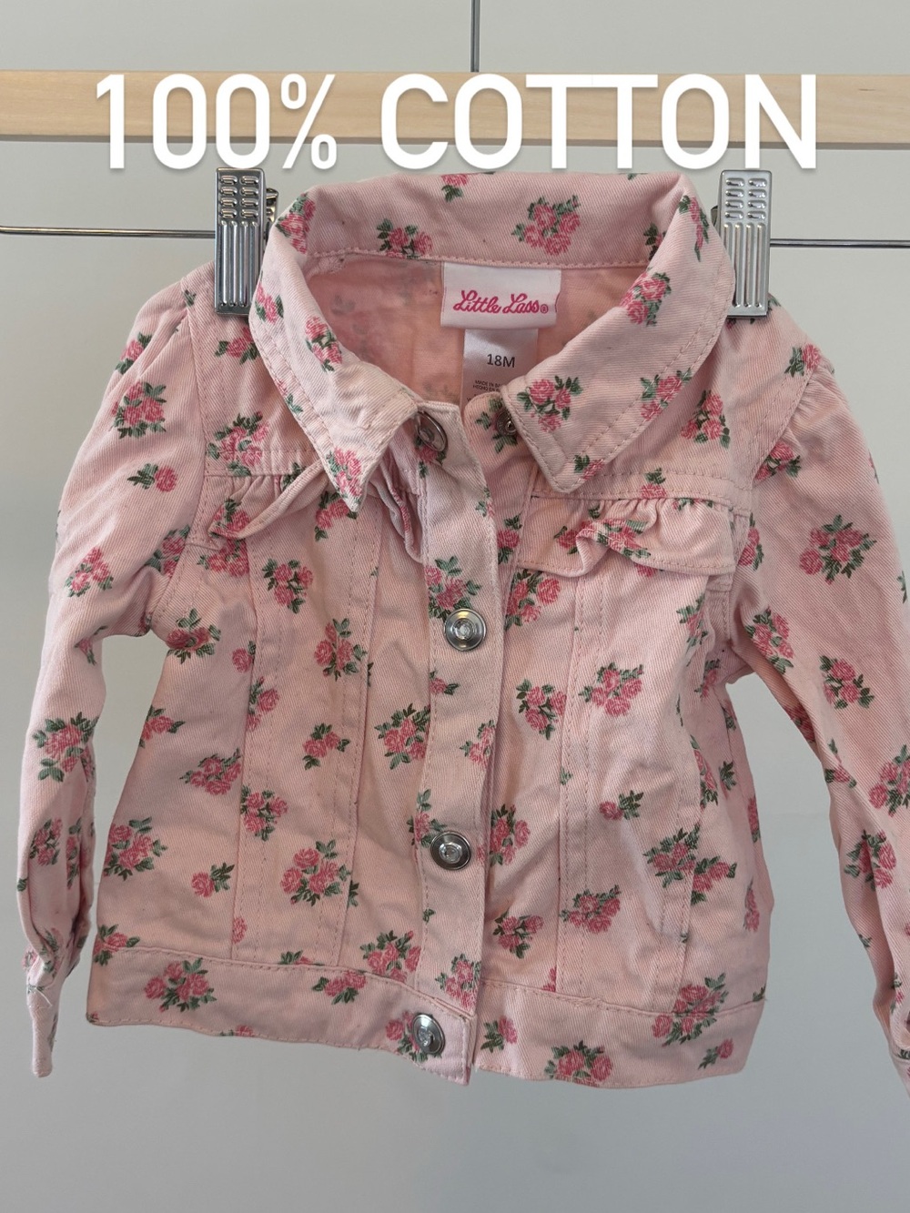 Little Lass Pink Floral Jacket | 18M | 100% cotton